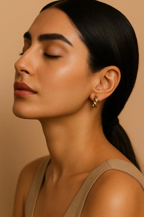 گوشواره حلقه ای بافت رزگلد شیک برای خانم ها