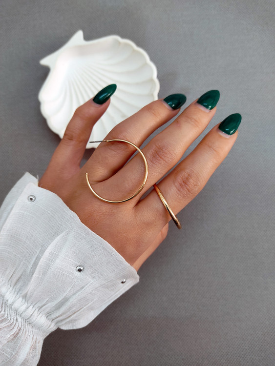 گوشواره حلقه ای زنانه طلایی ساده مدل آوا