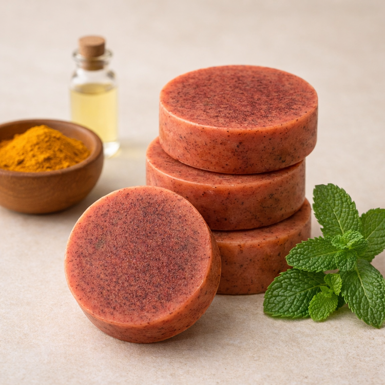 صابون طبیعی ضد جوش با عصاره زردچوبه و نعناع